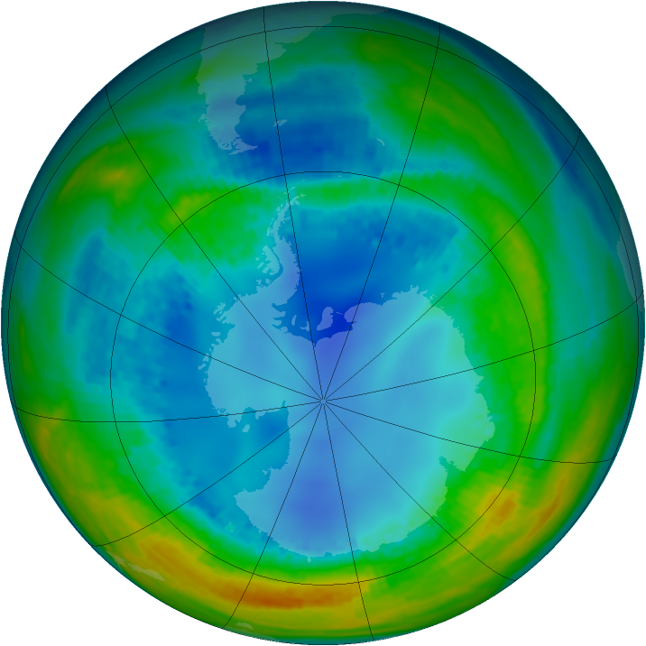Antarctic ozone map for 11 August 2004